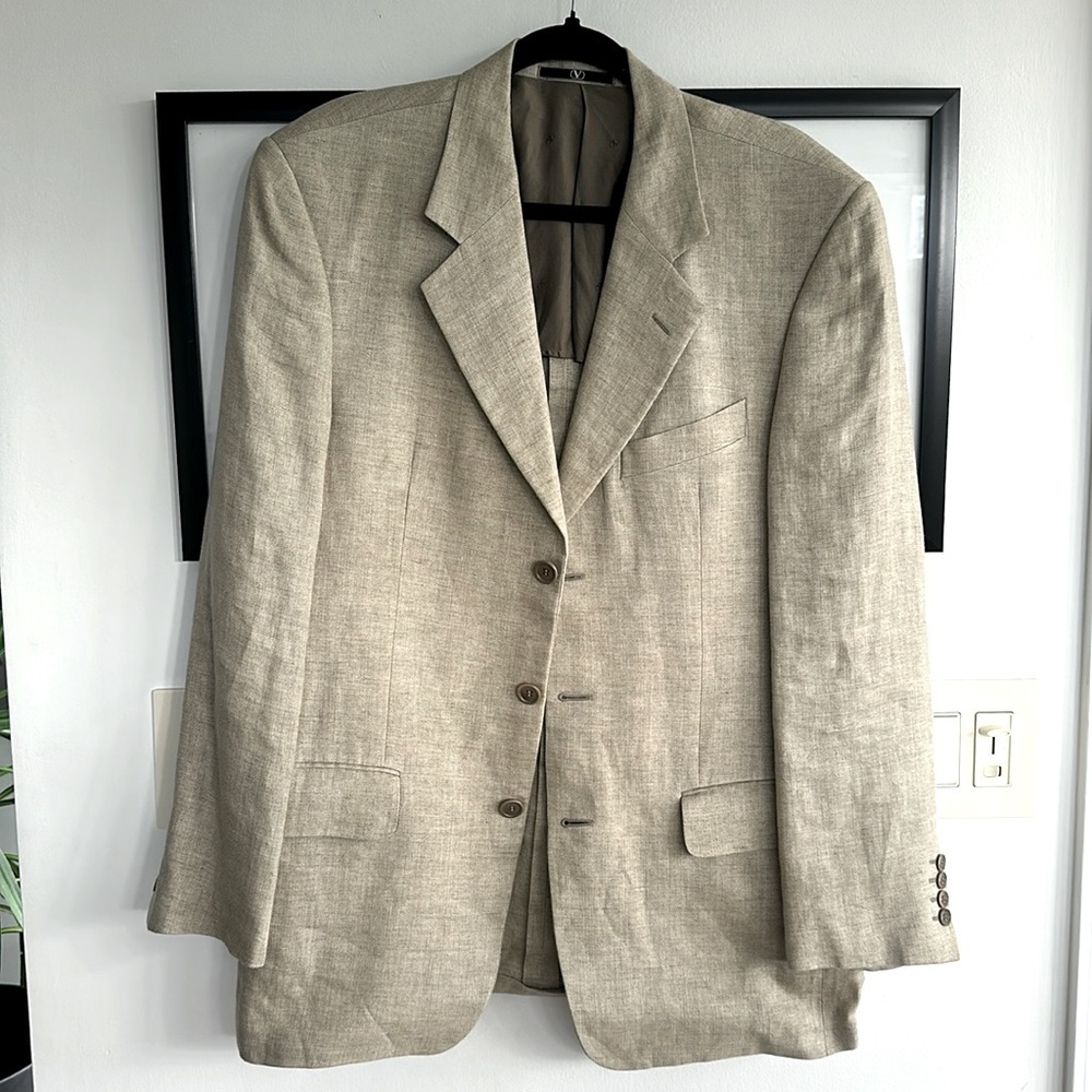 Mens Valentino beige 100% linen sports coat blazer size 50R